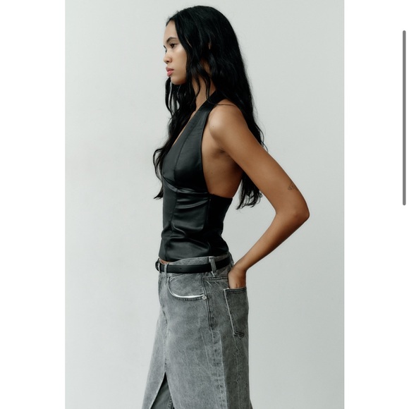 ZARA faux leather halter top - Picture 3 of 14